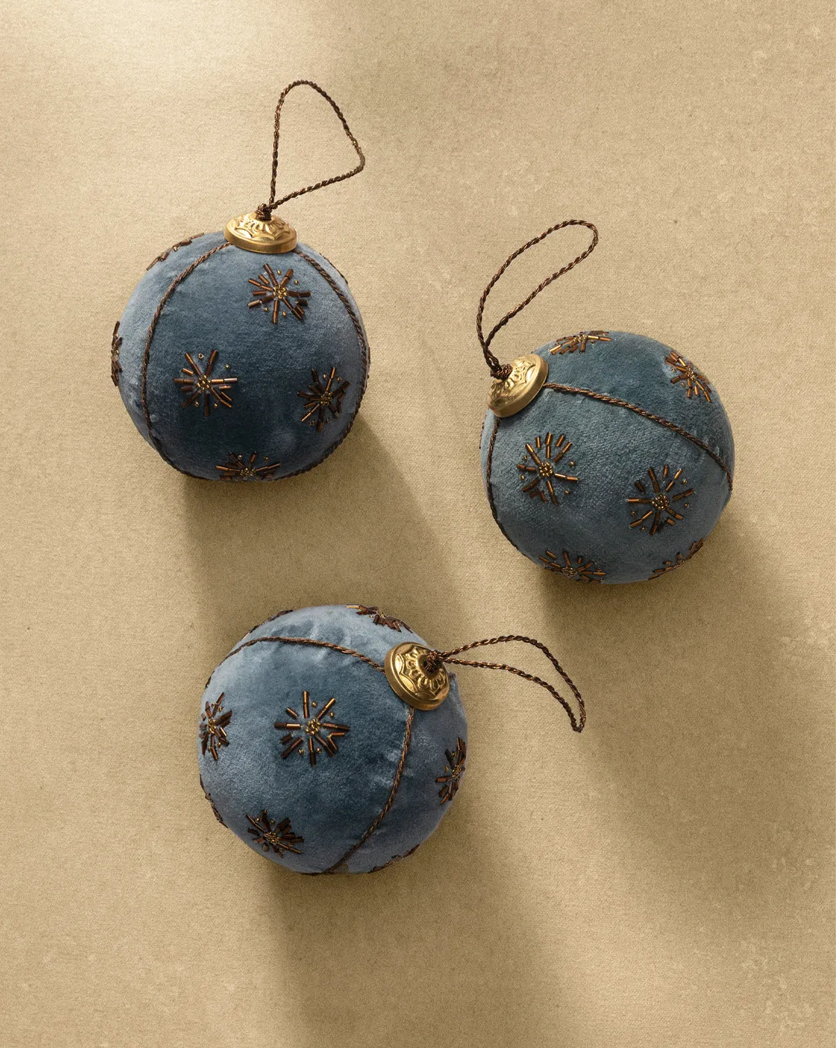 4' Embroidered Velvet Baubles (Set of 3)