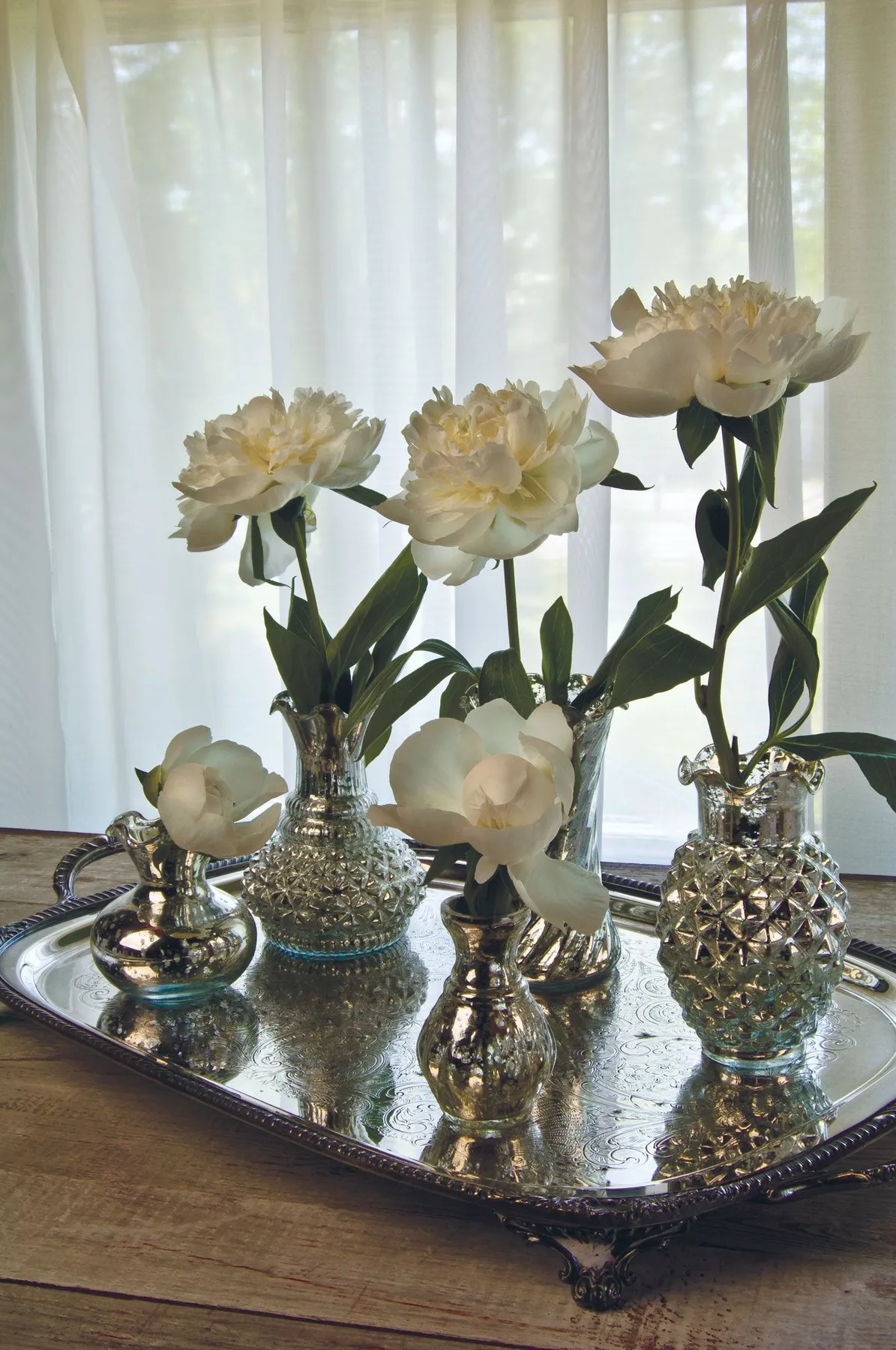4-Pack Vintage Mercury Glass Vases (4-Inch, Bernadette Mini Ribbed Des -  Luna Bazaar | Boho & Vintage Style Decor