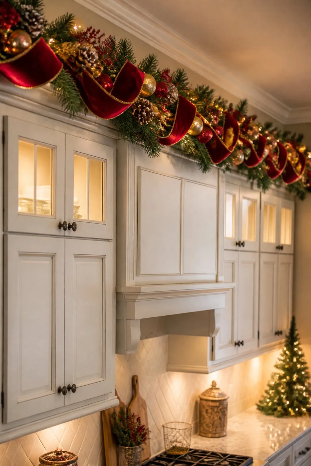47 Ways To Decorate Kitchen Cabinets for a Festive Christmas
