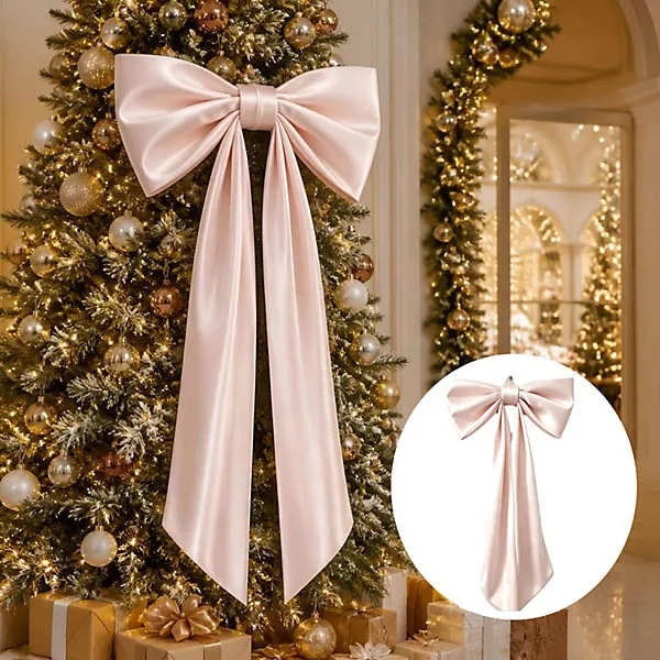 48in Oversized Giant Pink Bow, Gothic Hanging Decor for Halloween, Mantel, Entryway,Wall,Christmas Tree Topper
