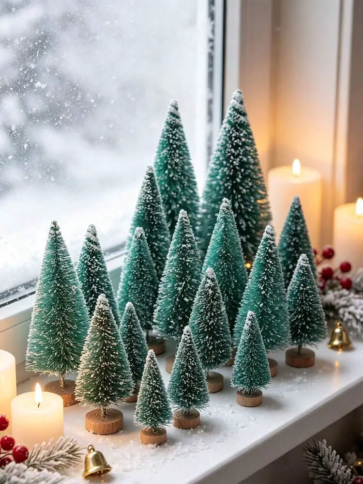 4pcs Mini Christmas Tree Wooden Base, Bottle Brush Tree Set, Mini Christmas  Tree Tabletop Decoration Small Pine Tree Tabletop Decor, Christmas Village  Trees, Artificial Sisal Tree, Holiday Tabletop 