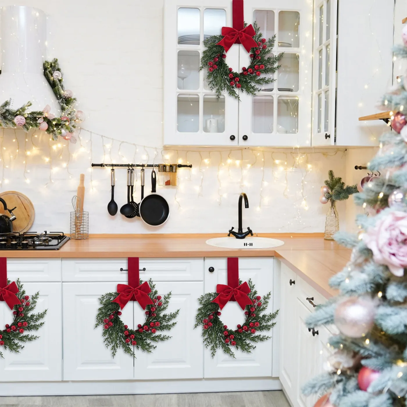 4Pcs Small Christmas Wreaths for Kitchen Cabinets, Barbados | Ubuy
