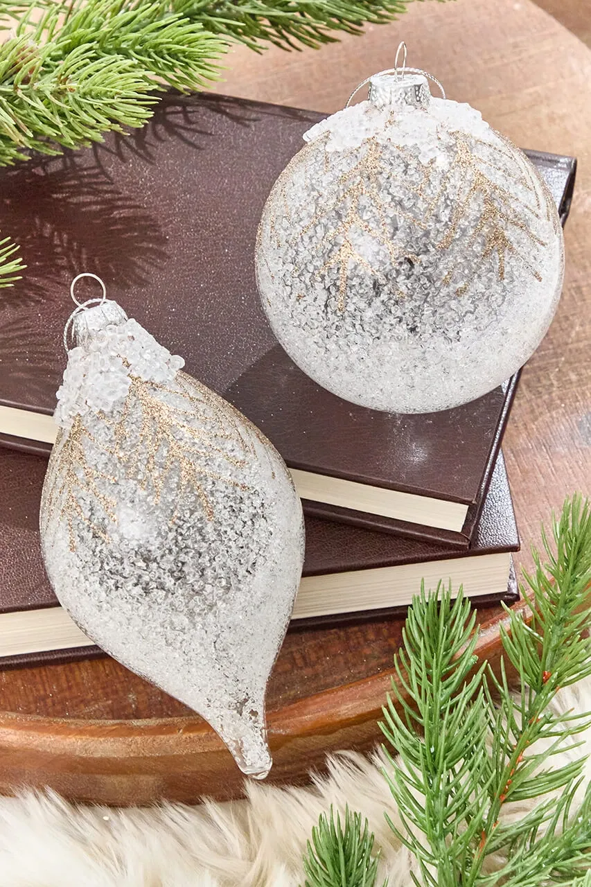 5' - 7' Frosted Pine Glass Ornament