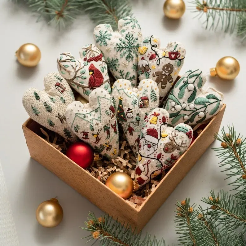 50%off💖DIY Heart Shaped Hand Embroidered Christmas Ornament/Ornament Kit