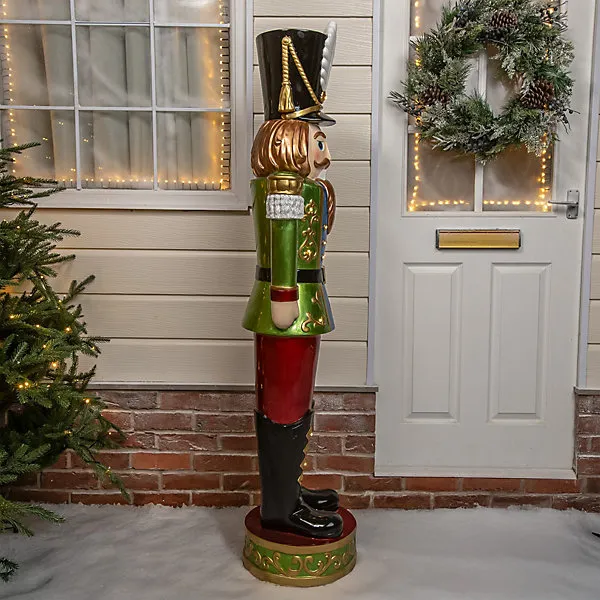 5.5ft Traditional Christmas Nutcracker Soldier - Green, Red and Blue with  LED Lights
