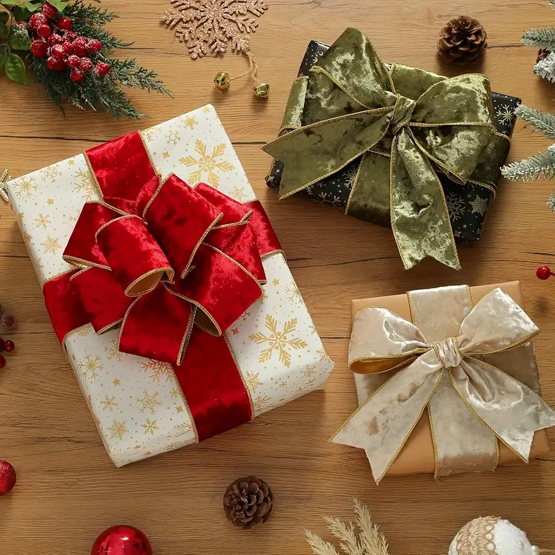 5cm christmas single sided velvet ribbon wired edge handmade - Temu