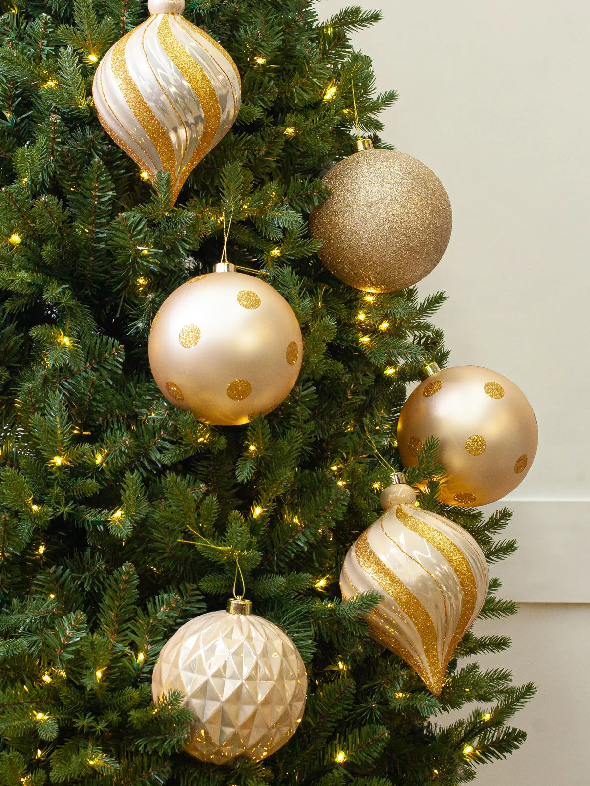 6' Glitter Shatterproof Ball Ornament Set Of 24 RED/GOLD
