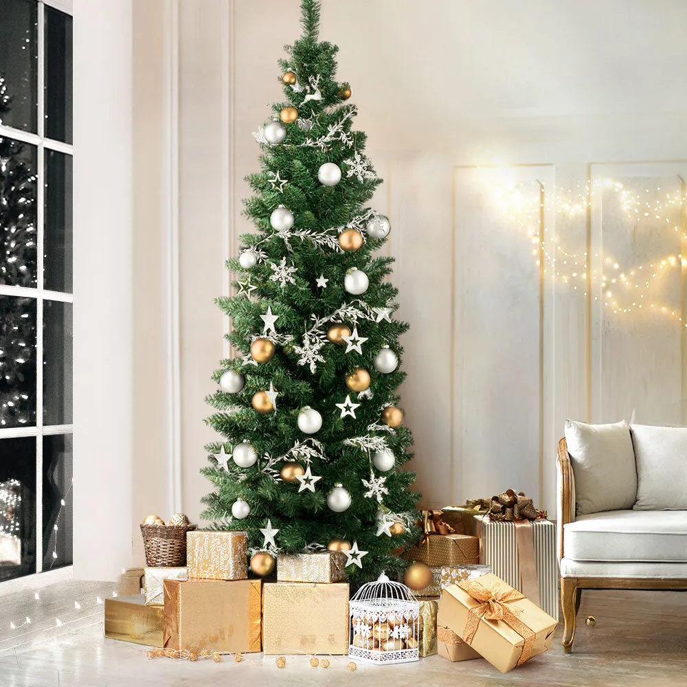 6FT Slim Green Fir Christmas Tree | Sturdy Stand & Easy Assembly