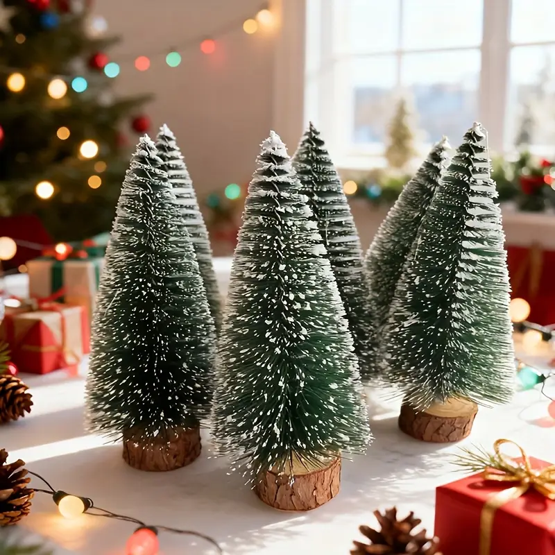 7pcs mini christmas tree decorations artificial bottle brush - Temu Kuwait
