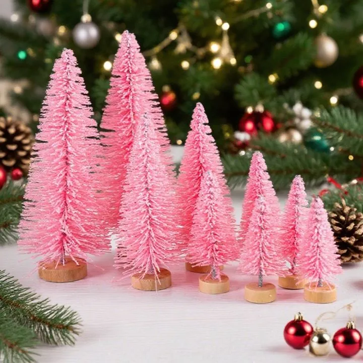 8pcs Artificial Mini Christmas Pine Tree Wooden Multicolor Neol Xmas Tabletop Ornament Decor Christmas Decorations for Home 2026 | Daraz.lk
