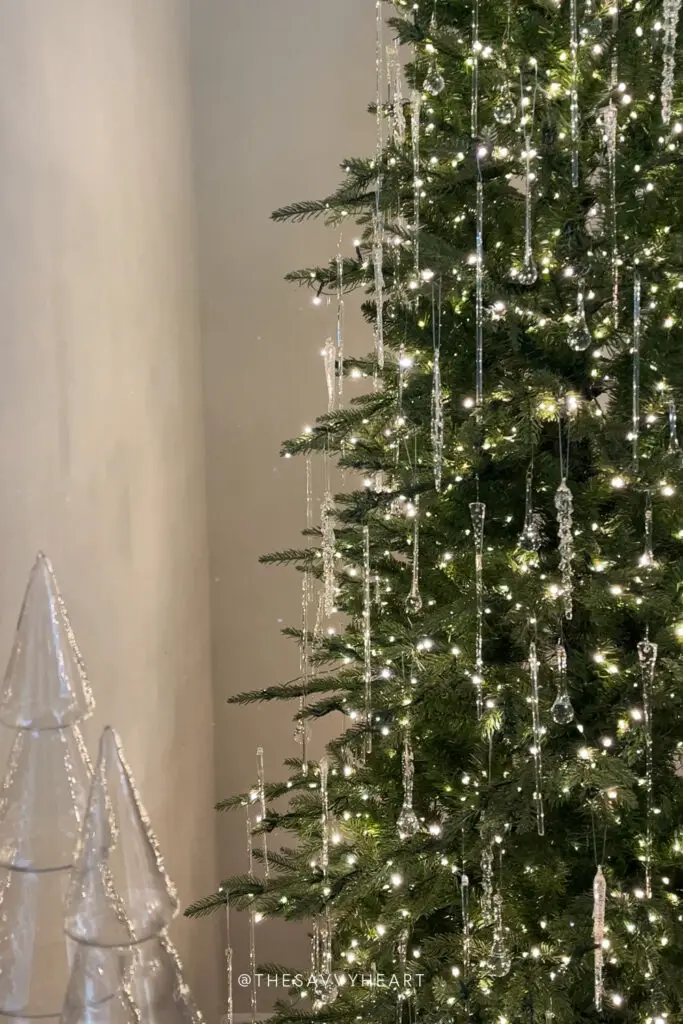 A Modern & Unique Icicle Christmas Tree With Hand Blown Glass Ornaments |  The Savvy Heart | Interior Design, Décor, and DIY
