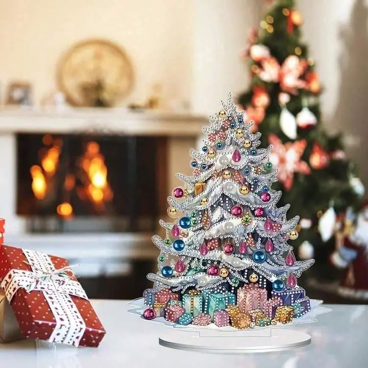 Acrylic Christmas Tree Desktop Decoration, Colorful Gemstone Style Christmas Tree Figurine With Base, Winter Holiday Tabletop Decor For Home Shelf Desk Party Decoration | SHEIN EUR