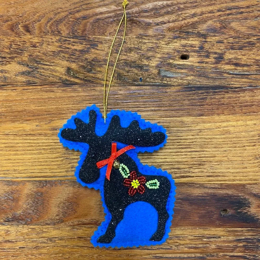 Alaskan Felt and Beaded Moose Christmas Ornament - Alaska Mint