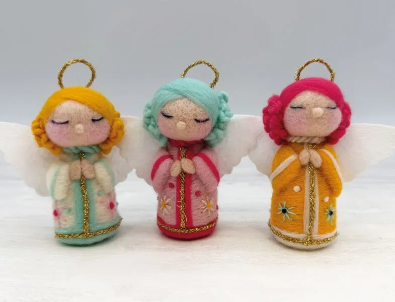 Angel Needle Felting Kit, Christmas Craft Baubles, Make Felt Decorations,  DIY Ornament