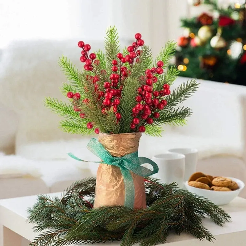 Artificial Christmas Decorative Red Pine Branch Christmas Decoration  Artificial Fir Branches Holly Berries Red Berries Branches For Christmas  Tree Wreath Gifts Decoration Sale - Banggood USA Mobile-