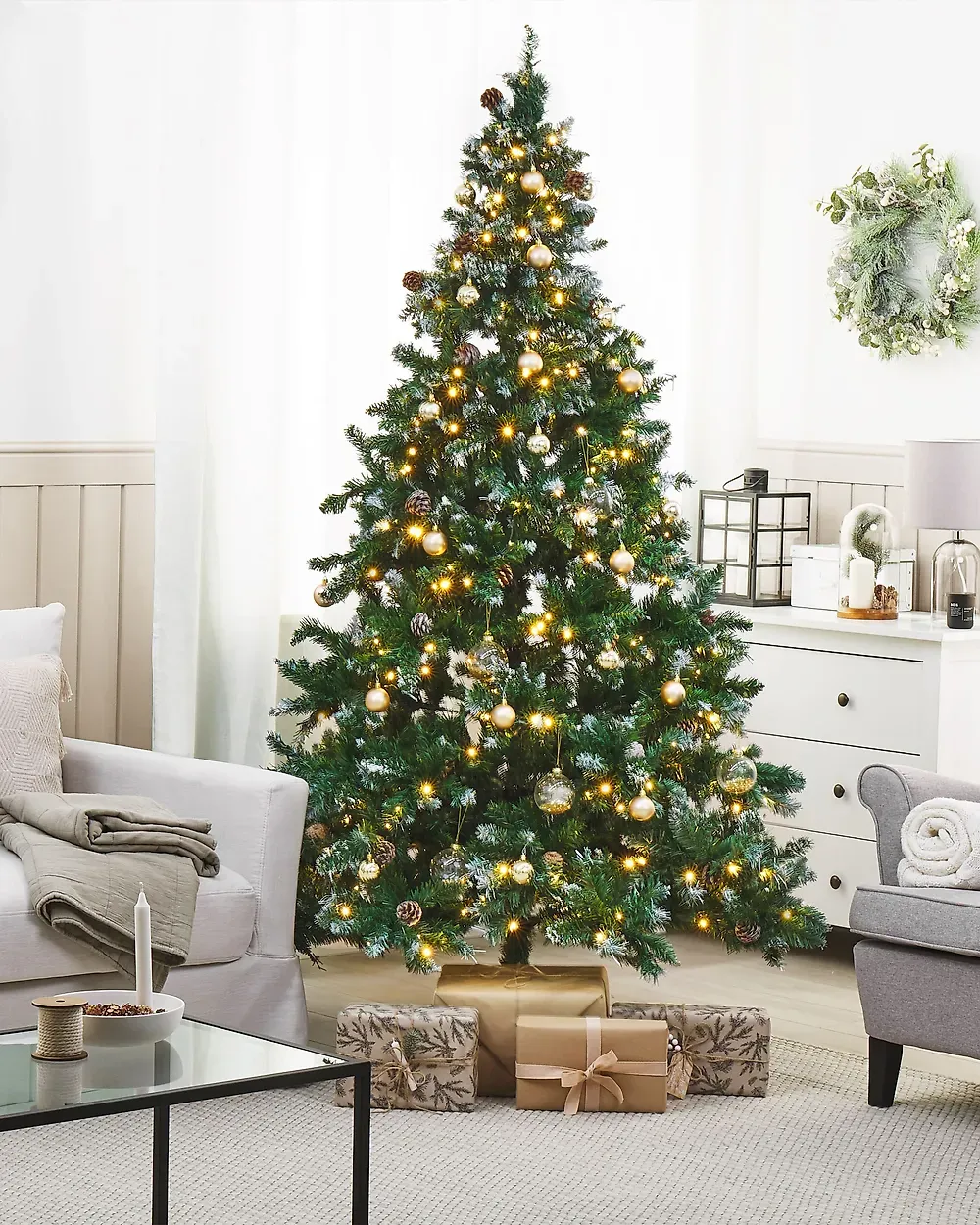 Artificial Christmas Tree LED PALOMAR 210 cm Green - Beliani.co.uk