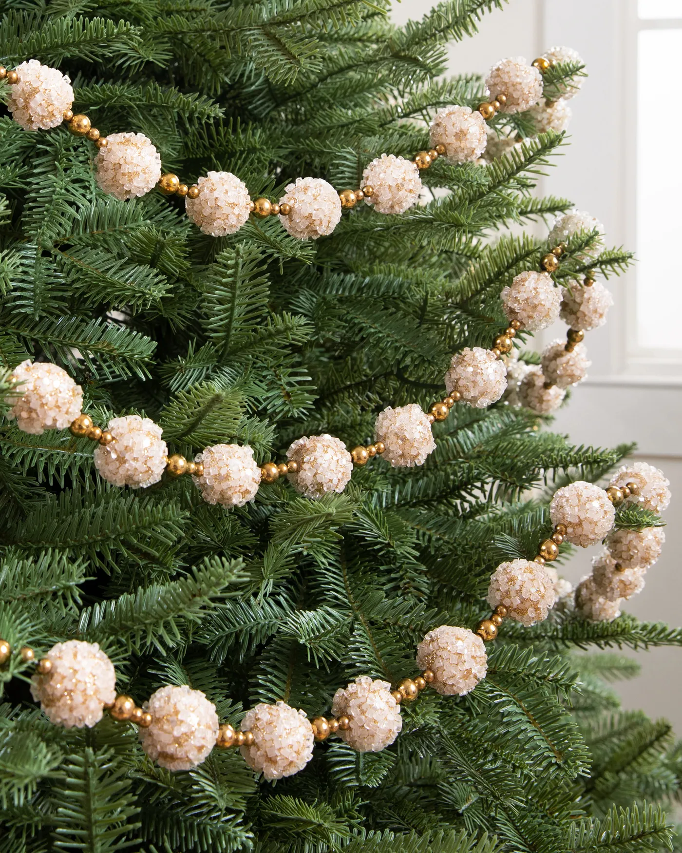 Balsam Hill - 2024 Holiday 2 - Gold Ice Crystal Beaded Tree Garlands, Set of 3
