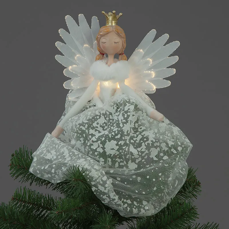 Battery Operated 49cm White Angel Tree Topper – Christmas Trees and Lights