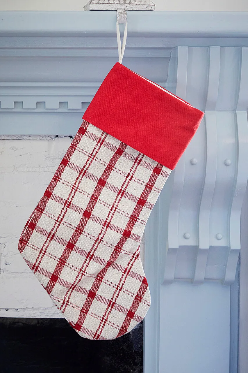Beige Stocking with Red Plaid - Decorator's Warehouse