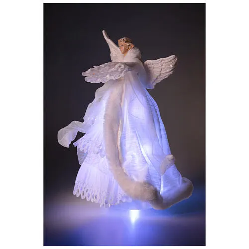 Blue LED Angel Tree Topper Standing in White Dress 40x15 cm | online sales  on HOLYART.com