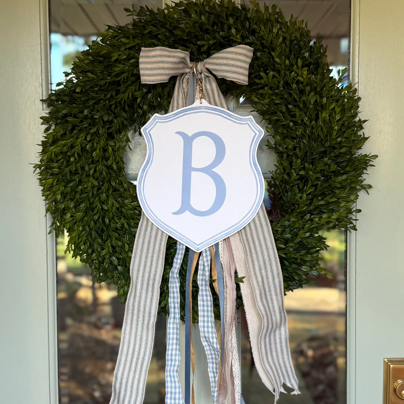 Blue Monogram Wreath Charm - Medium