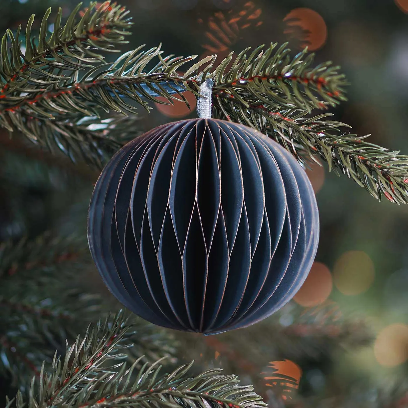 Blue Paper Christmas Bauble 8 cm
