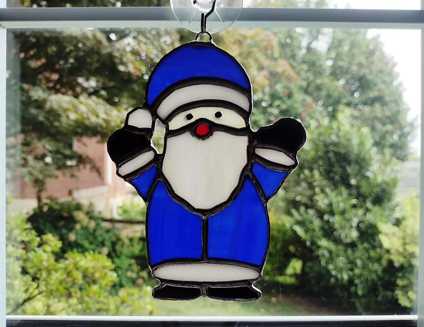 Blue Stained Glass Santa Claus Suncatcher, Christmas Decoration | Stained  Glass Your Way