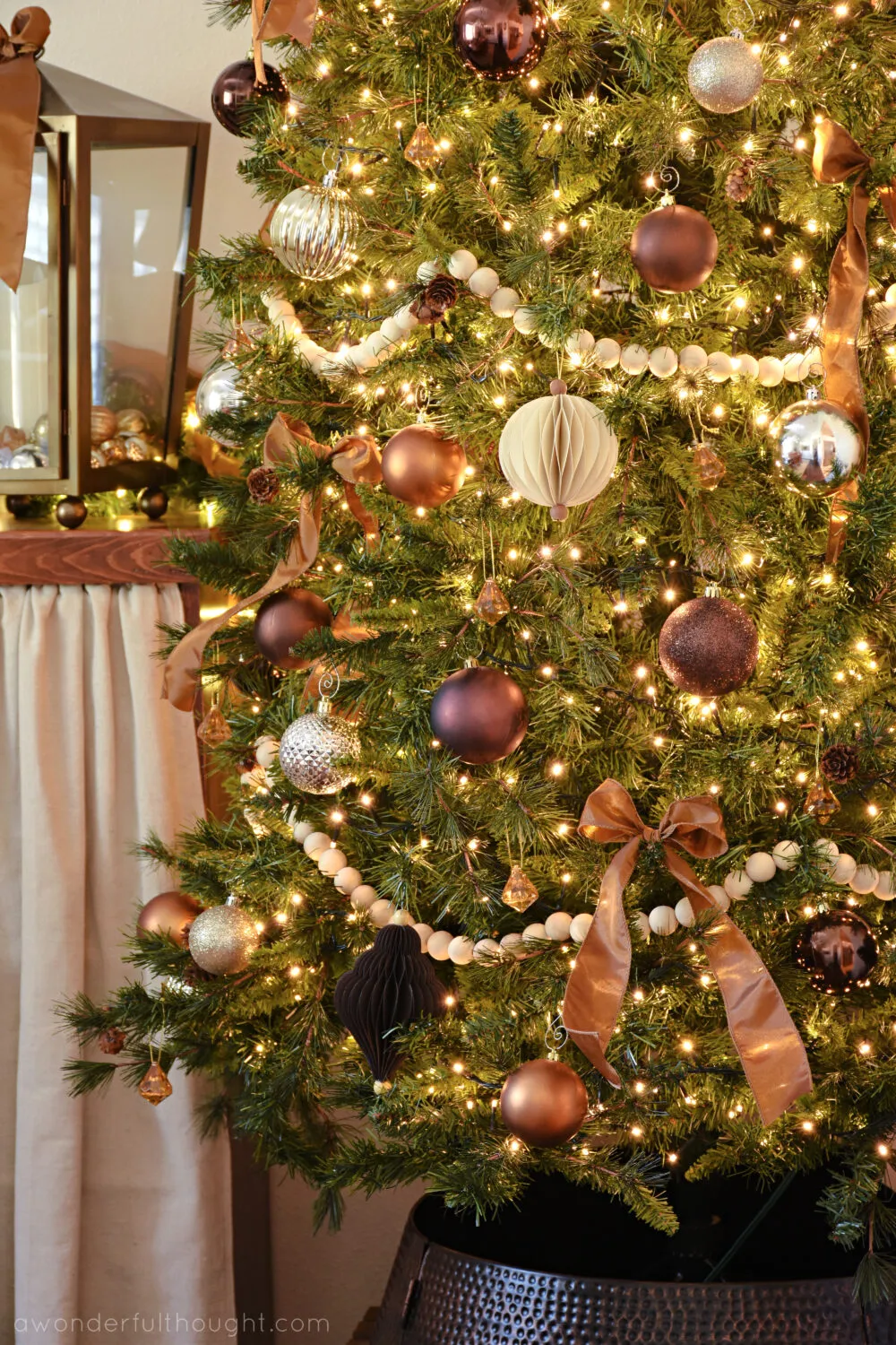 Brown Christmas Tree with bronze accents - A Wonderful Thought