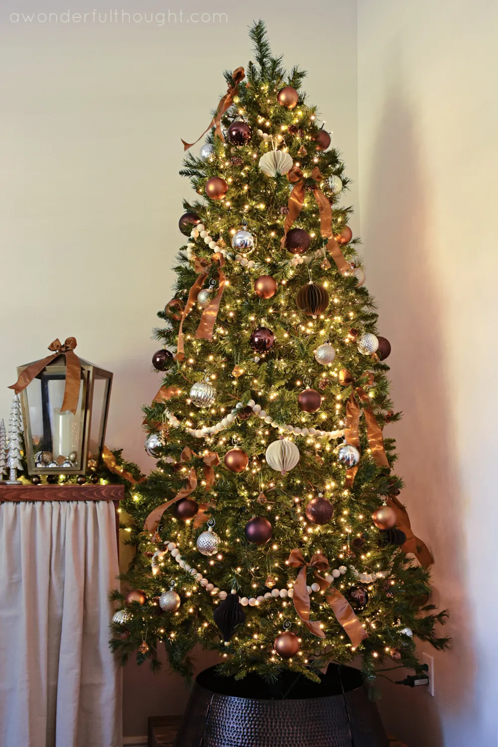 Brown Christmas Tree with bronze accents - A Wonderful Thought