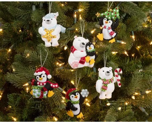 Bucilla Felt Ornaments Applique Kit Set Of 6 - Polar Pals Ornaments