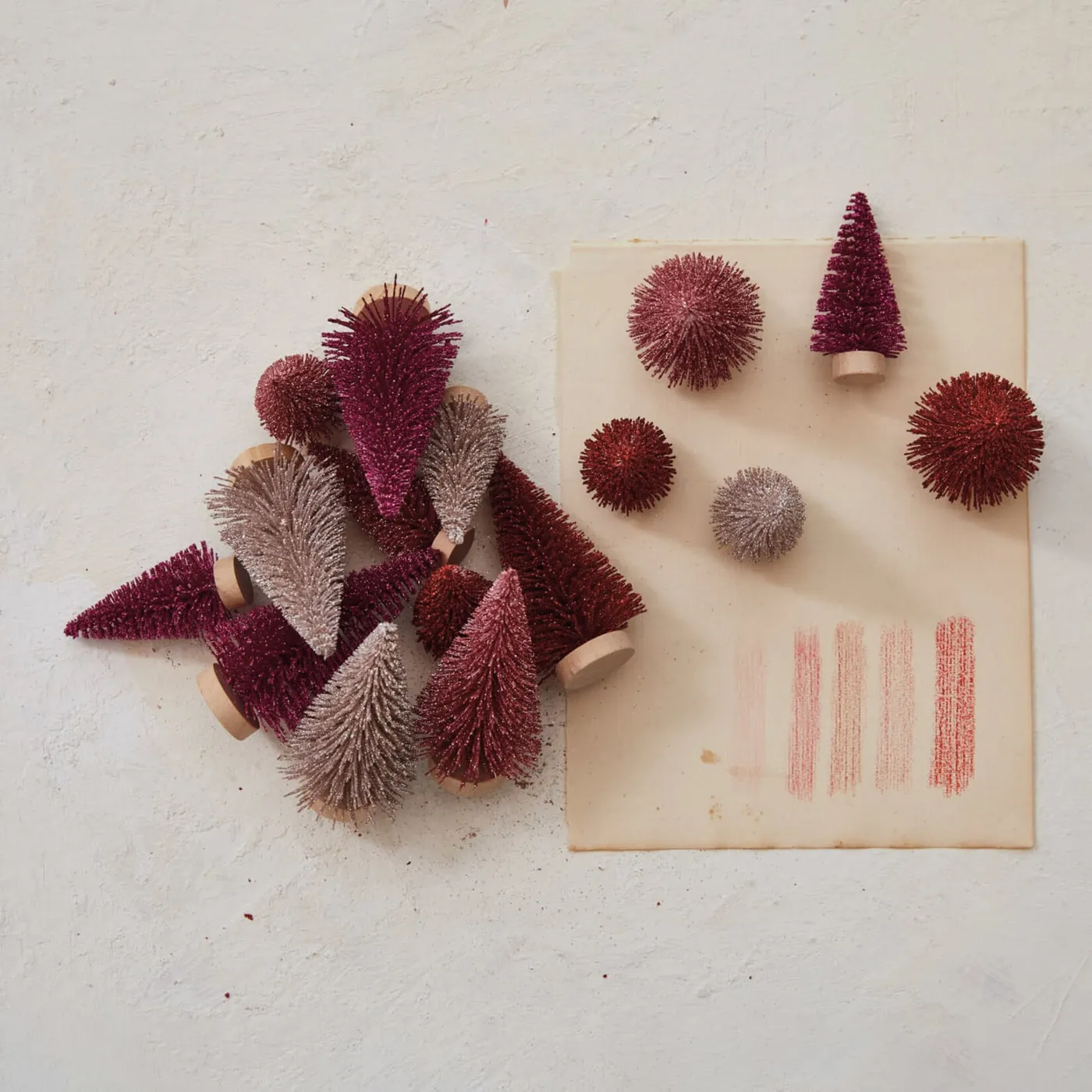 Burgundy and Pink Bottlebrush Tree Set - mlynnedesigns