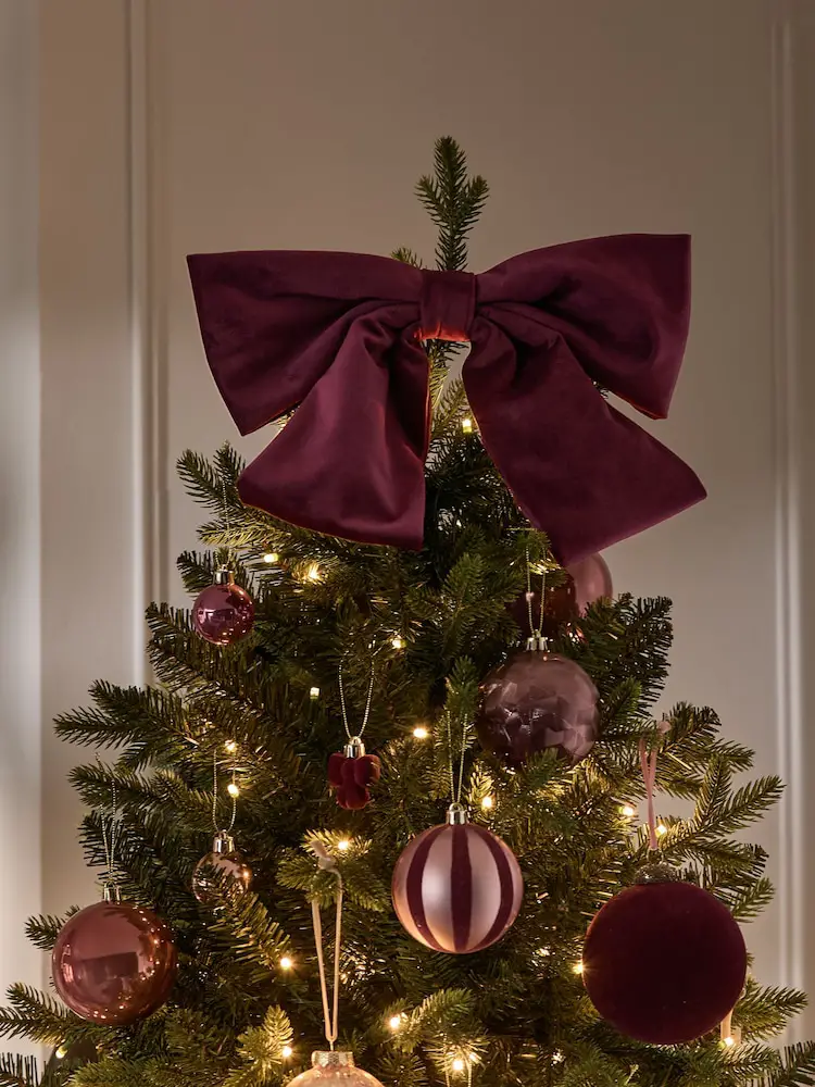 Buy Burgundy Red Velvet Bow Tree Topper from Next Bosnia and Herzegovina