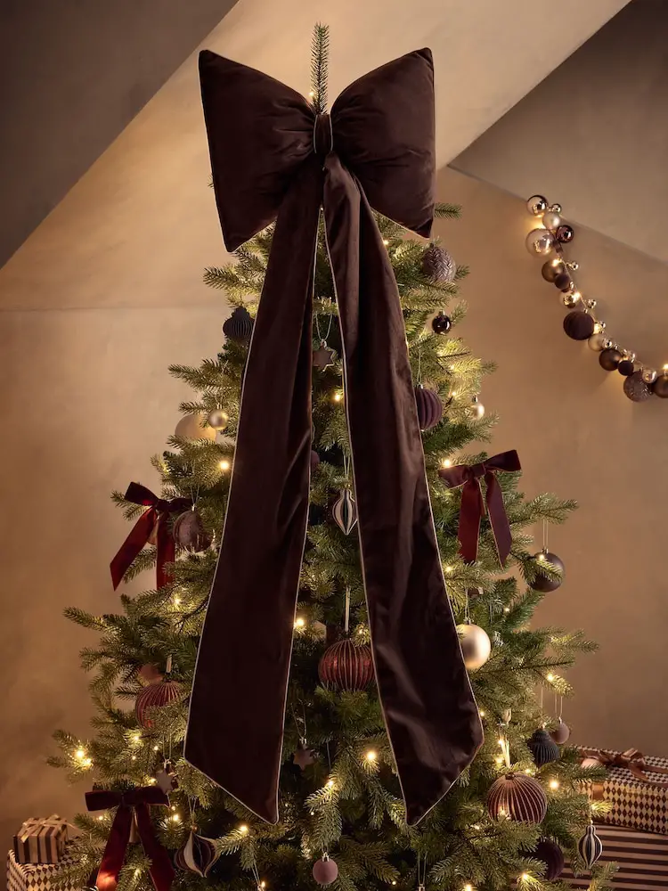 Buy Chocolate Brown Velvet Bow Tree Topper from Next Cambodia