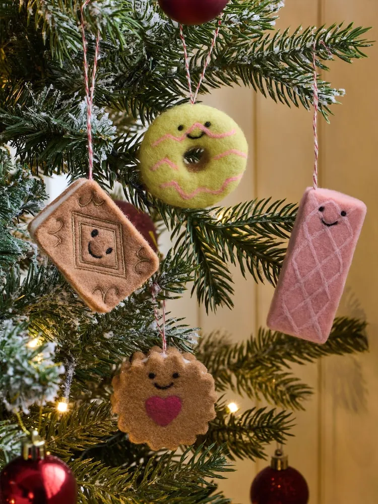 Buy Set of 4 Biscuits Felt Christmas Baubles from Next USA