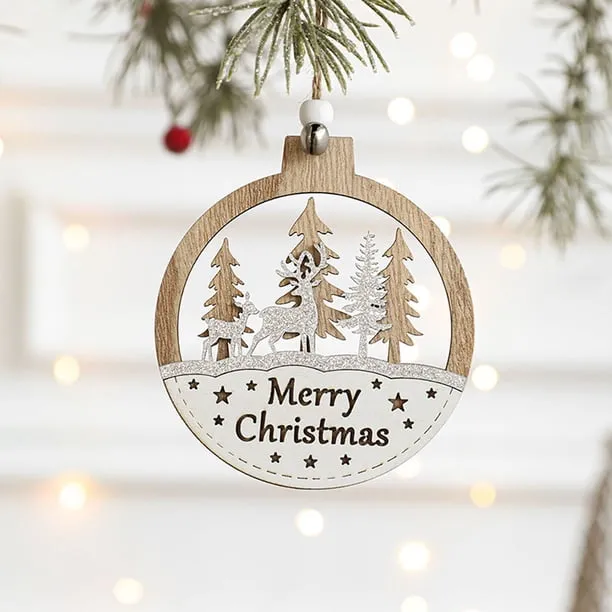 C Set Of 2 Natural Wood Christmas Hanging Ornaments Rustic Round Sign Decor For Xmas Tree Home Holiday Decoration Non-Toxic Eco-Friendly Handcrafted Wooden Pendant - Walmart.ca