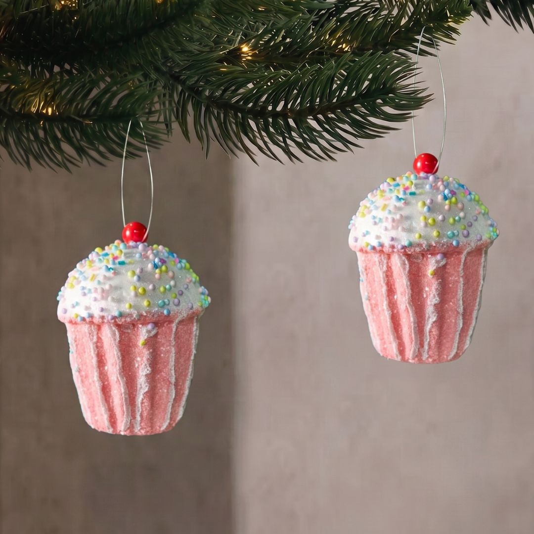 Candyland Hanging Pink Cupcake Christmas Bauble | Speckled Space