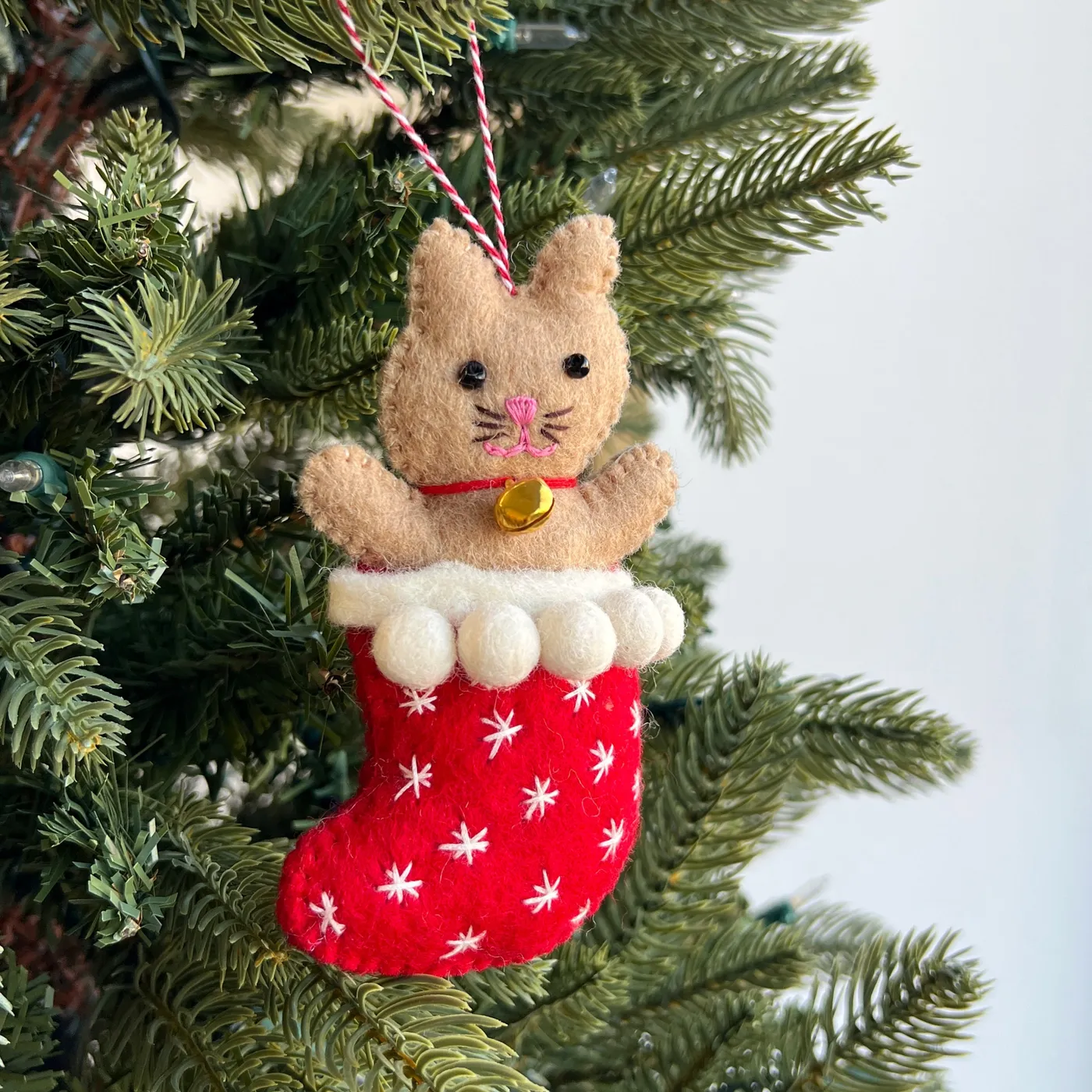 Cat in Stocking Christmas Ornament | Handmade Felt Gifts That Give Back |  Ornaments 4 Orphans®