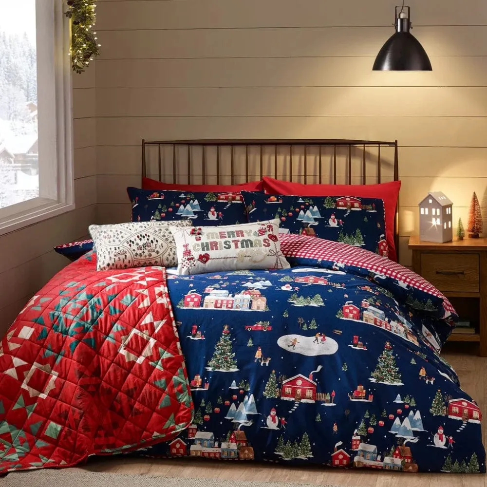 Catherine Lansfield Christmas Ski Village Reversible Single Duvet Set