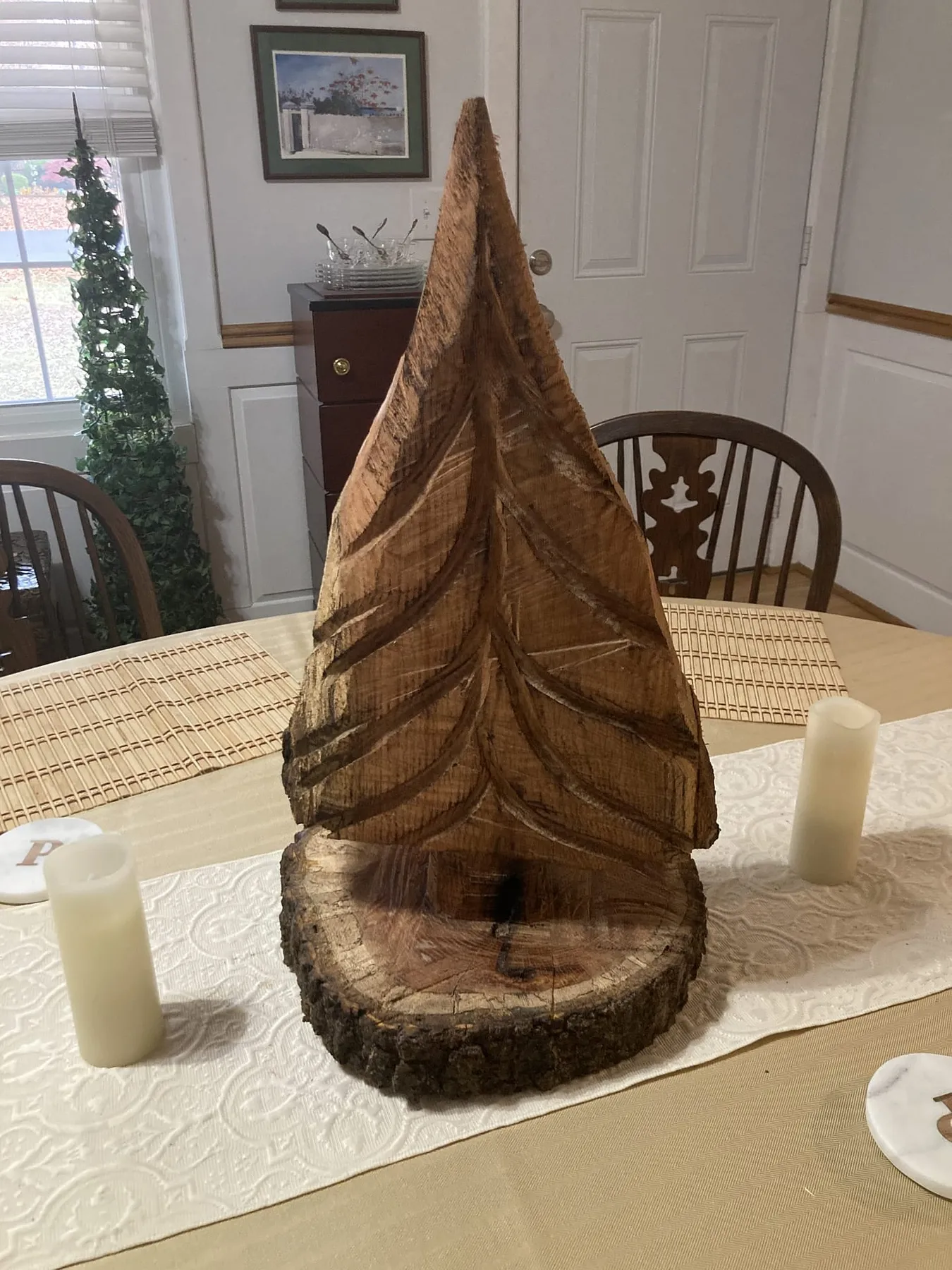 Chainsaw Carved Tabletop Christmas Tree | Made in Papa's Woodshop