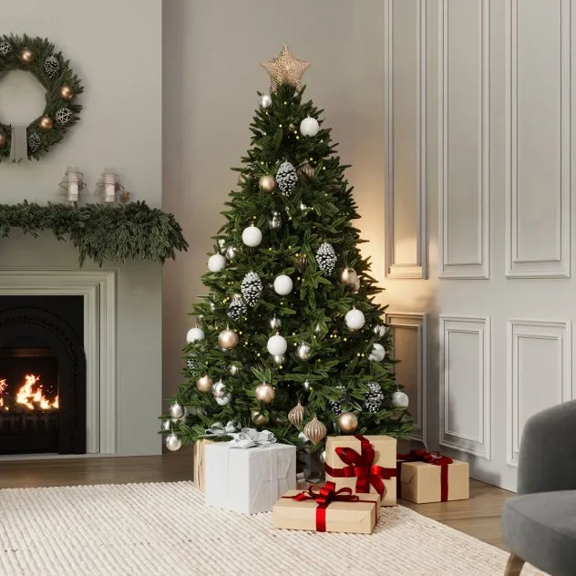 Charles Bentley Luxury 7ft Faux Nordic Spruce Hinged Christmas Tree |  Charles Bentley