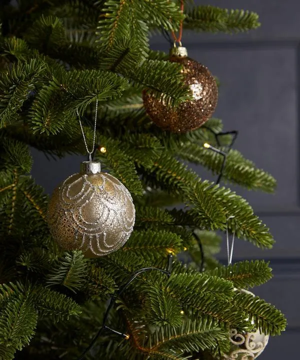 Christmas Art Deco Swags Antique Silver Glass Ornament | Liberty
