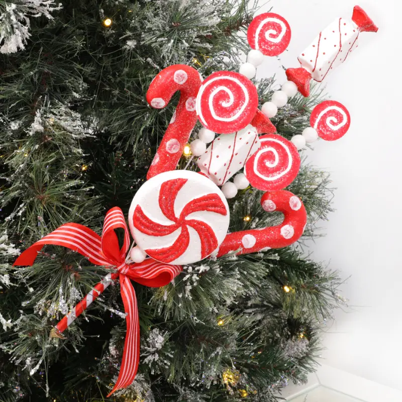 Christmas Concepts® 40cm (16') Candy Theme Glittery Sweets Christmas Tree  Pick - DIY Garland/Wreath/Flower Arrangements - Christmas Tree Decoration  (Red & White) - Christmas Concepts