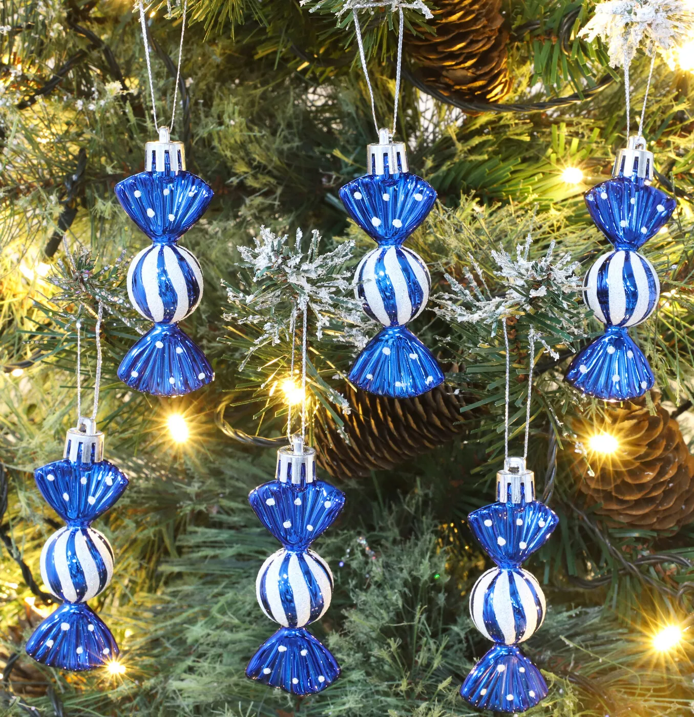 Christmas Concepts® Pack of 6-8cm Mini Sweet Shaped Baubles – Shiny &  Glitter Decorated – Christmas Tree Decorations (Midnight Blue)