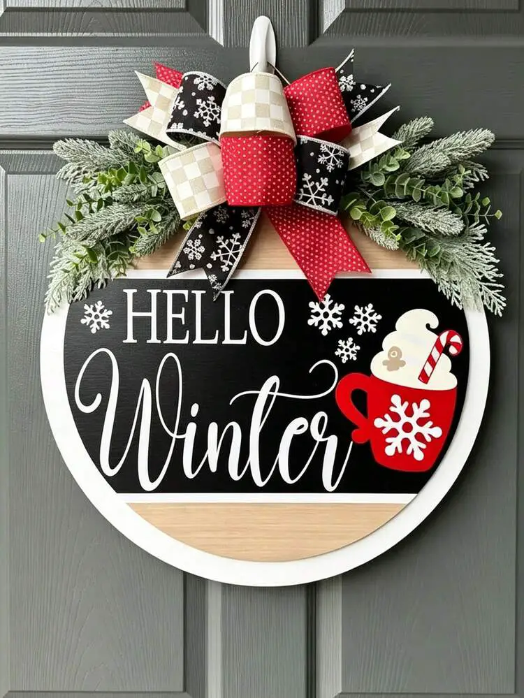 Christmas Door Hanging Decor, Joyful Christmas Door Decor, Christmas Wreath,  Christmas Front Door Decoration, Winter Decoration, Wooden Door Decor  Christmas Ornament, Christmas Door Decor Design, Wo