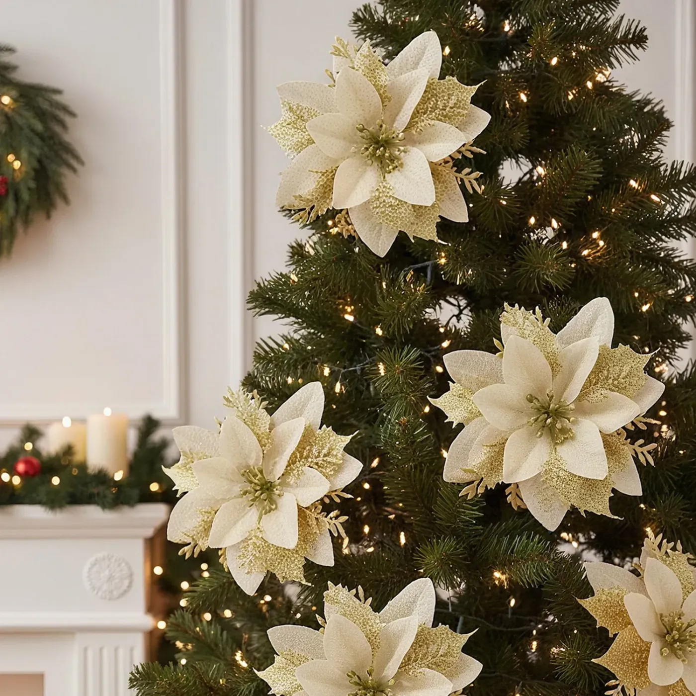 Christmas Flowers Ornament 24 Pack - Gold | Shop Home Styles