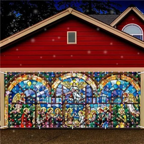 Christmas Lighted Nativity Garage Door Decorations Cover Banner 7 x 16ft