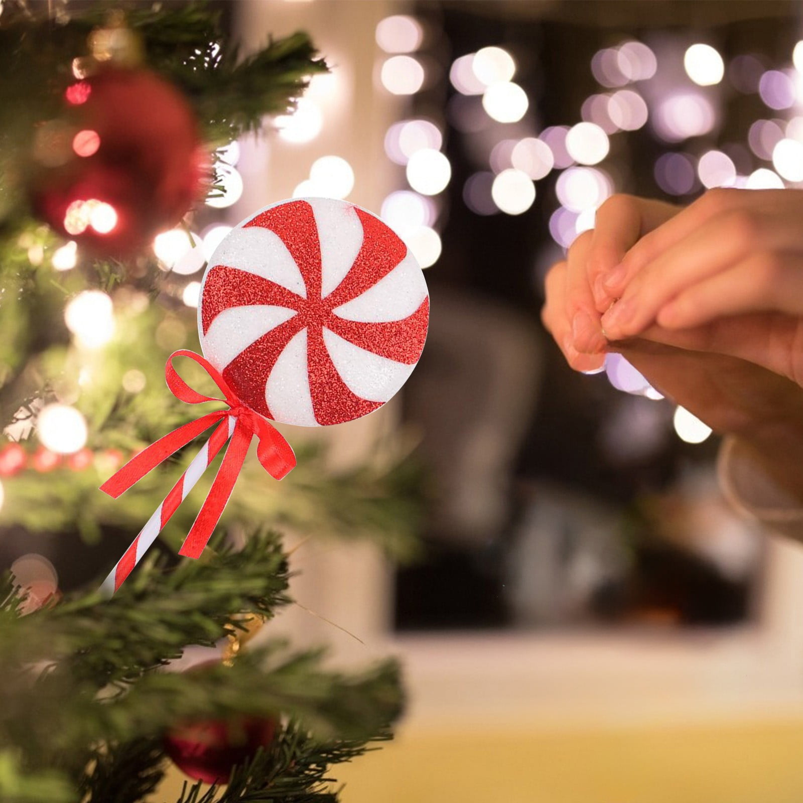 Christmas Lollipop Candy Decorations,Candy Ornaments for Christmas Tree,Candy Themed Christmas Decorations,Christmas Lollipop Decorations Holiday Candie Decorations Props Candy Shapes Decorative - W