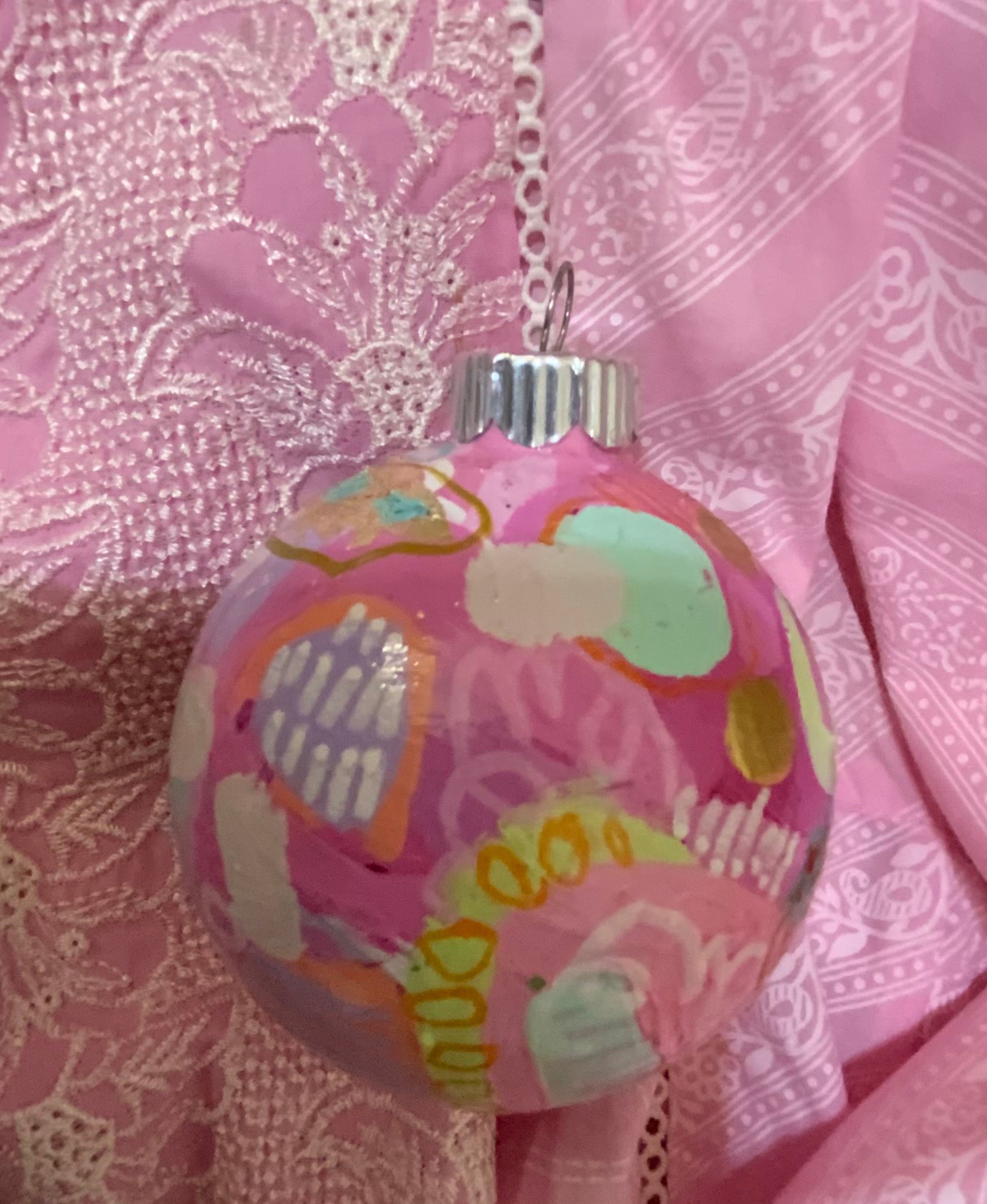 Christmas ornament- Mint, turquoise, pink, magenta, gold, orange – Hina Sayani Art