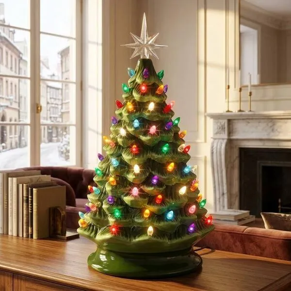 Christmas Ornaments Ceramic Decorated Tree Christmas Trees Ceramic Christmas  Tree Luminary, Handmade Pottery Tea Light Holder,