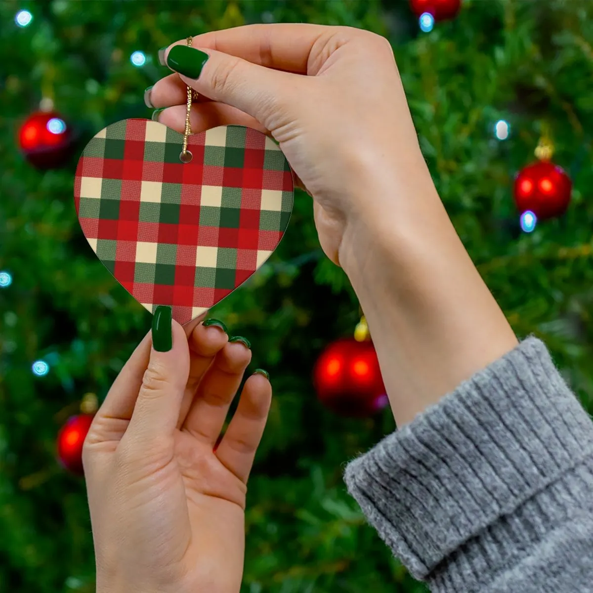 Christmas Plaid Shaped Ornaments